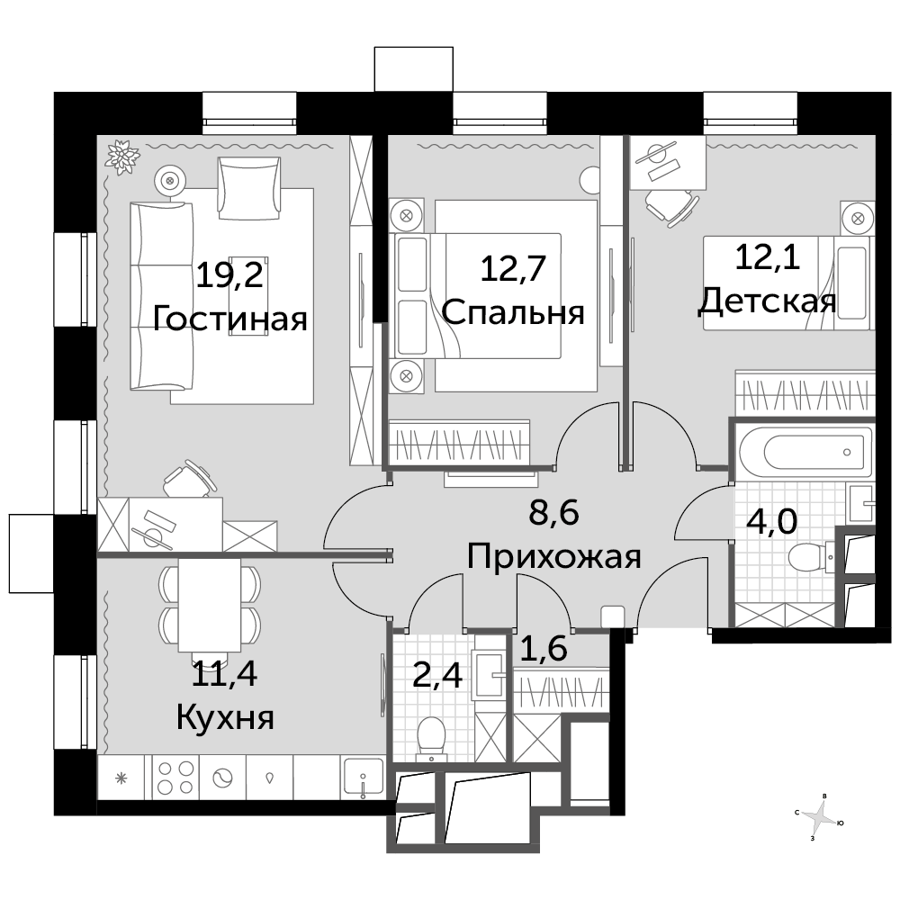 3-комнатная квартира в ЖК «Движение Тушино»